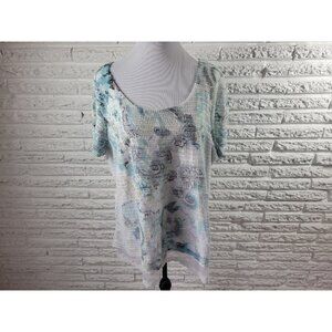 Live Let Live Womens Top XXXL Plus Short Sleeve Crochet Lace Hem FLO302XE